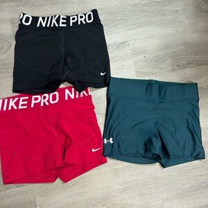 Nike Pro Women's Athletic Shorts - Black and Red